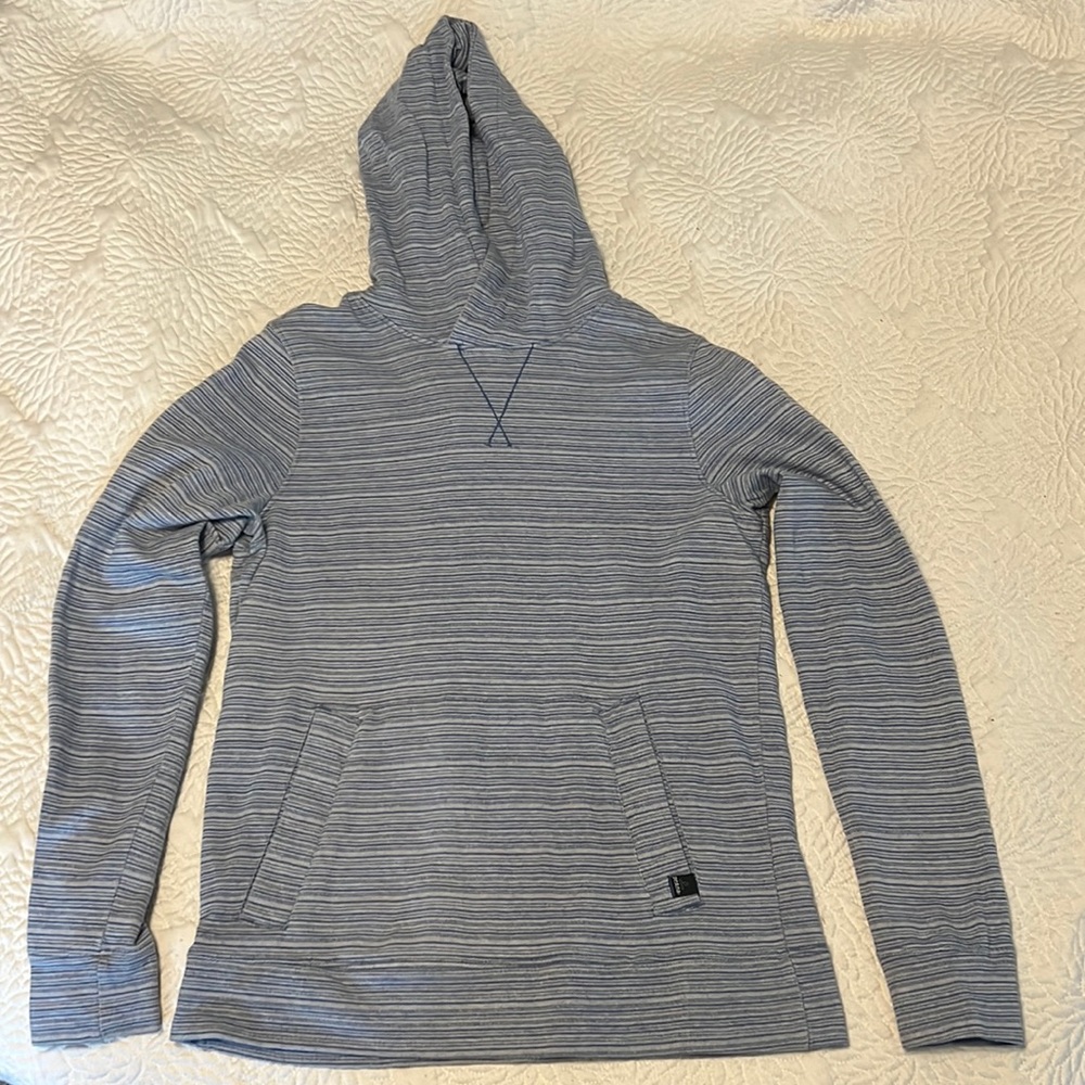 Blue Prana Hoodie Sweatshirt Medium Blue and White Stripes